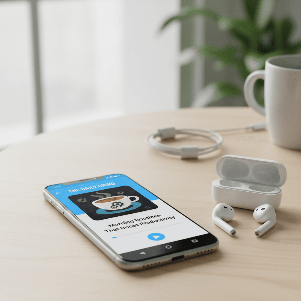 Smartphone ready for podcast streaming